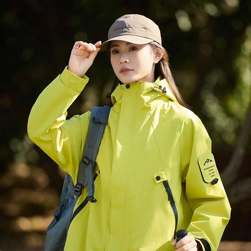 木林森 宽松纯色工装飞行员教练休闲百搭长袖夹克外套 男女同款 荧光绿