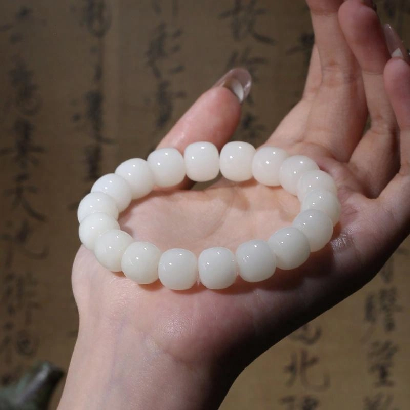 九华山 新中式国潮优雅精致小众复古设计文玩盘玩珠串#好运 白玉菩提 手串 男女同款情侣款