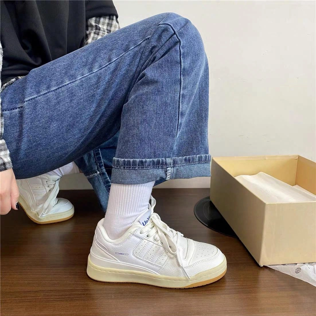 小众百搭潮流舒适的休闲运动风格 低帮 经典板鞋 男女同款 纯净白色