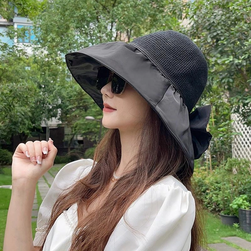 朵澜 遮脸防紫外线 沙滩出游 聚酯纤维 渔夫帽 女款