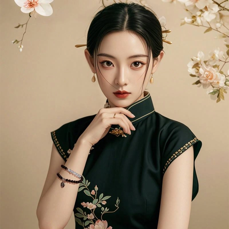 奥斯坦汀 新中式时尚百搭高级设计转运珠 双层叠戴 黑曜石 手串 女款