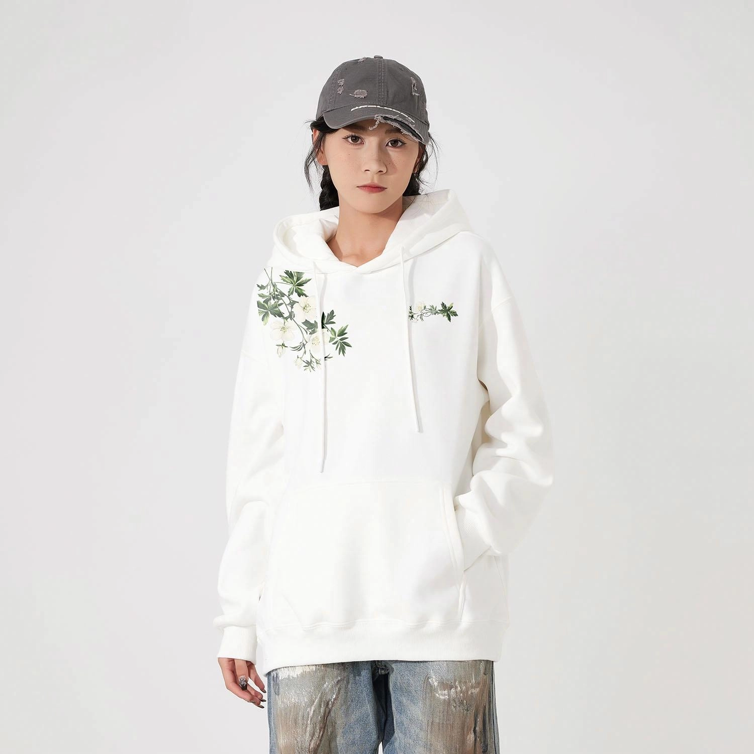 萌芽熊 植物花卉连帽舒适透气百搭休闲宽松卫衣 男女同款