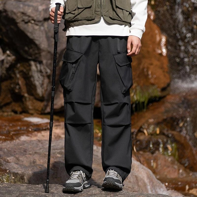 木林森 户外防泼水抗刮耐磨透气不闷汗野营登山钓鱼工装休闲裤 男女同款 迷彩军绿