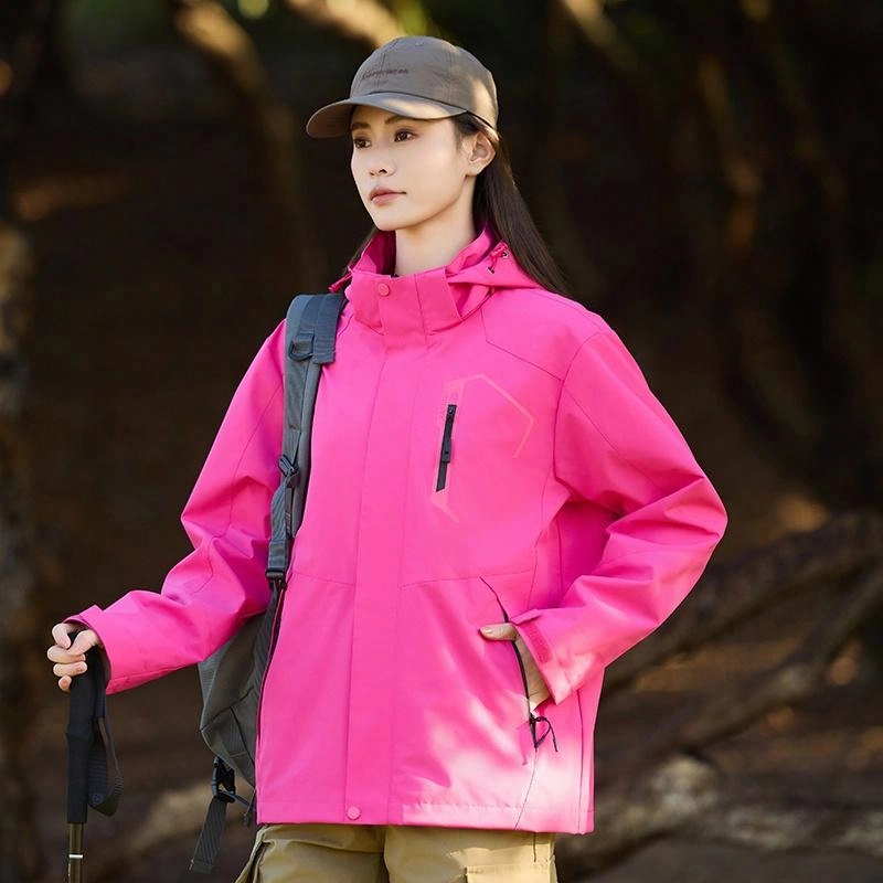 木林森 户外登山服防风防水可拆卸帽夹克外套 男女同款 冰川蓝