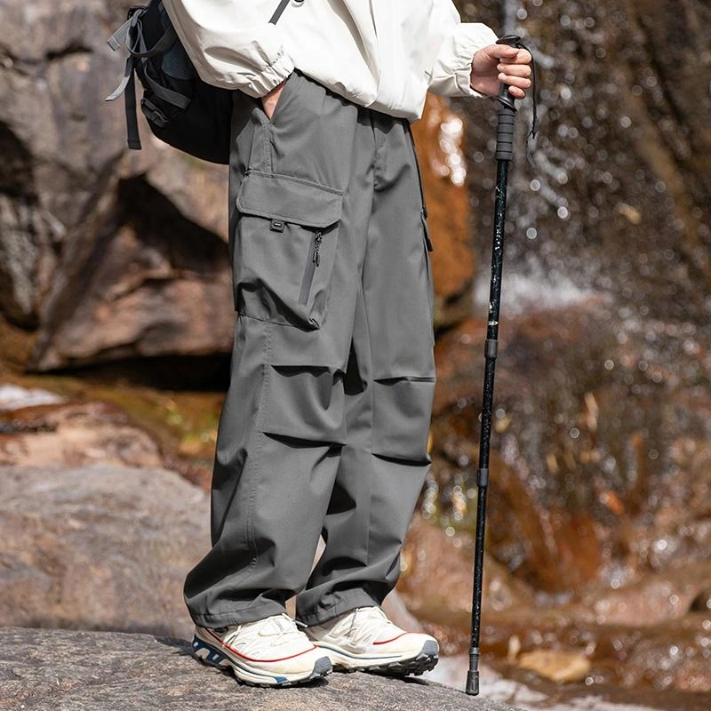 木林森 户外防泼水抗刮耐磨透气不闷汗野营登山钓鱼工装休闲裤 男女同款 迷彩军绿