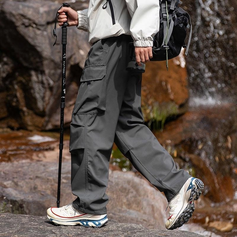 木林森 户外防泼水抗刮耐磨透气不闷汗野营登山钓鱼工装休闲裤 男女同款 迷彩军绿