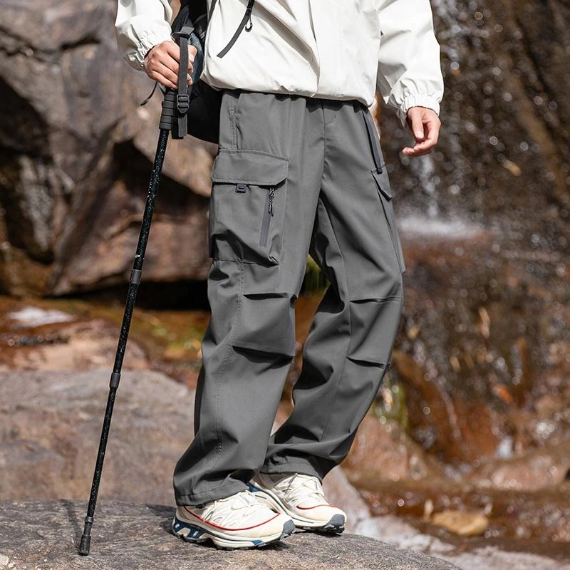 木林森 户外防泼水抗刮耐磨透气不闷汗野营登山钓鱼工装休闲裤 男女同款 迷彩军绿