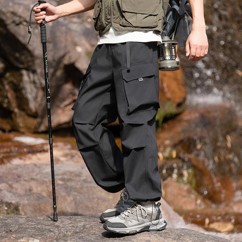 木林森 户外防泼水抗刮耐磨透气不闷汗野营登山钓鱼工装休闲裤 男女同款 迷彩军绿