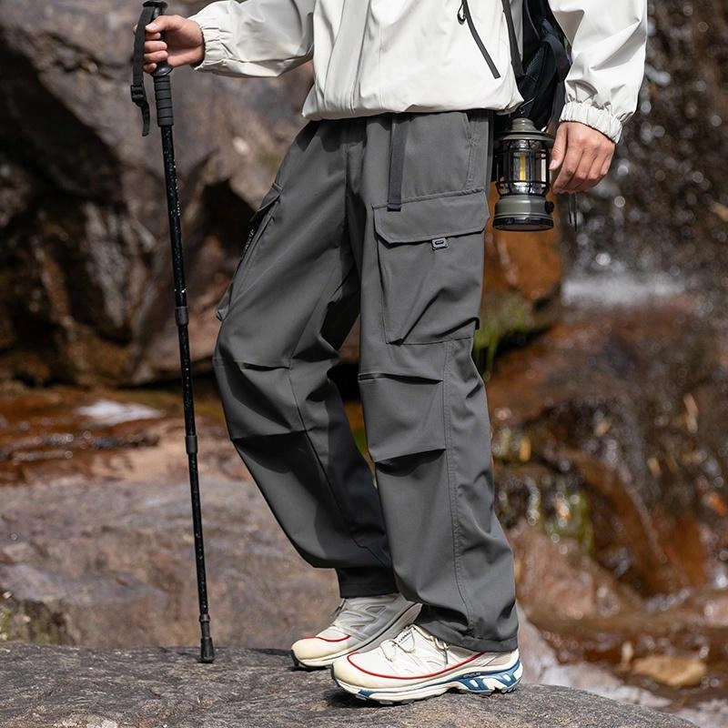 木林森 户外防泼水抗刮耐磨透气不闷汗野营登山钓鱼工装休闲裤 男女同款 迷彩军绿
