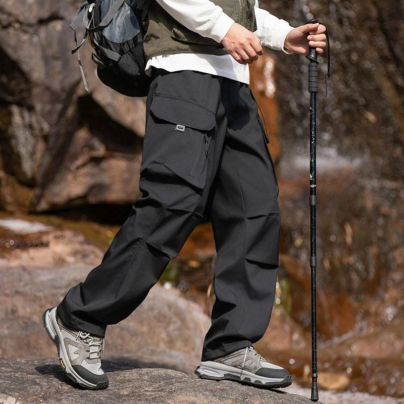 木林森 户外防泼水抗刮耐磨透气不闷汗野营登山钓鱼工装休闲裤 男女同款 迷彩军绿