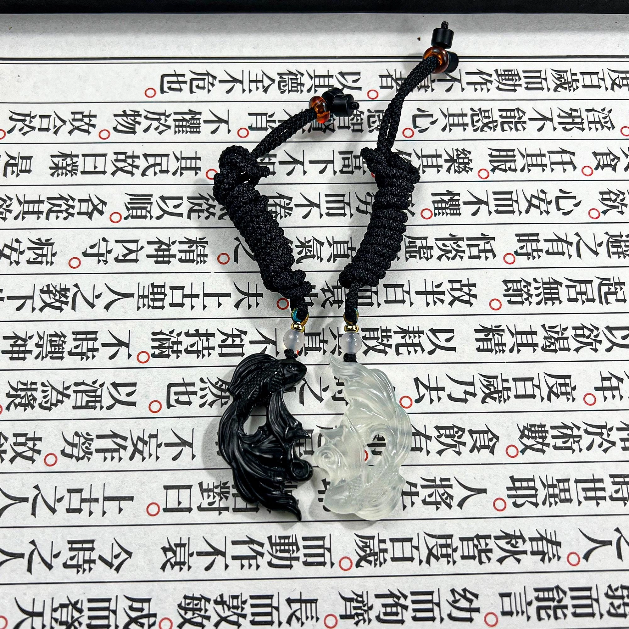 唐之饰 {定情信物🎉}逆时双鱼玉佩饰来运转国风小众双锦鲤天做地合 旺桃花正能量#好运 岫玉（蛇纹石玉） 项链 男女同款情侣款