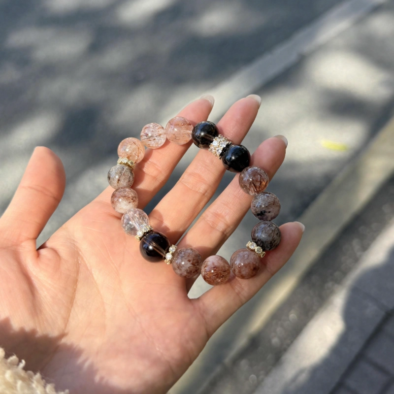 唐述 能量强劲助力事业运势一路狂飙蒸蒸日上 轻奢典雅高贵吸金纳财进宝小霸王 释放压力前程似锦 好运 黑发晶 手串 男女同款情侣款
