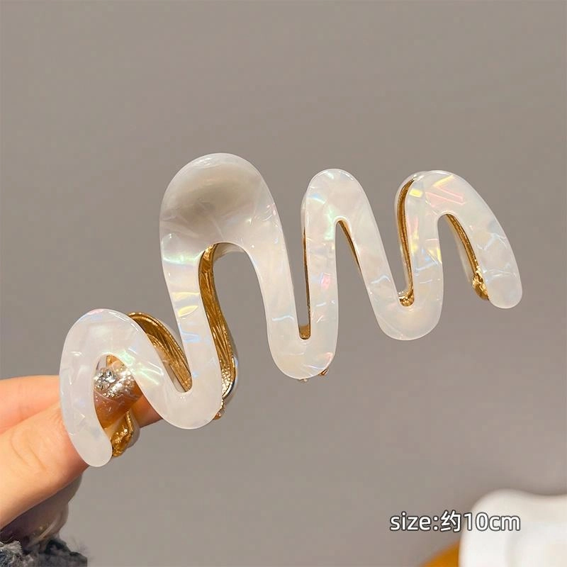 丹琴 韩版高级感波浪抓夹后脑勺盘发大号鲨鱼夹头饰发卡 醋酸 发夹 女款