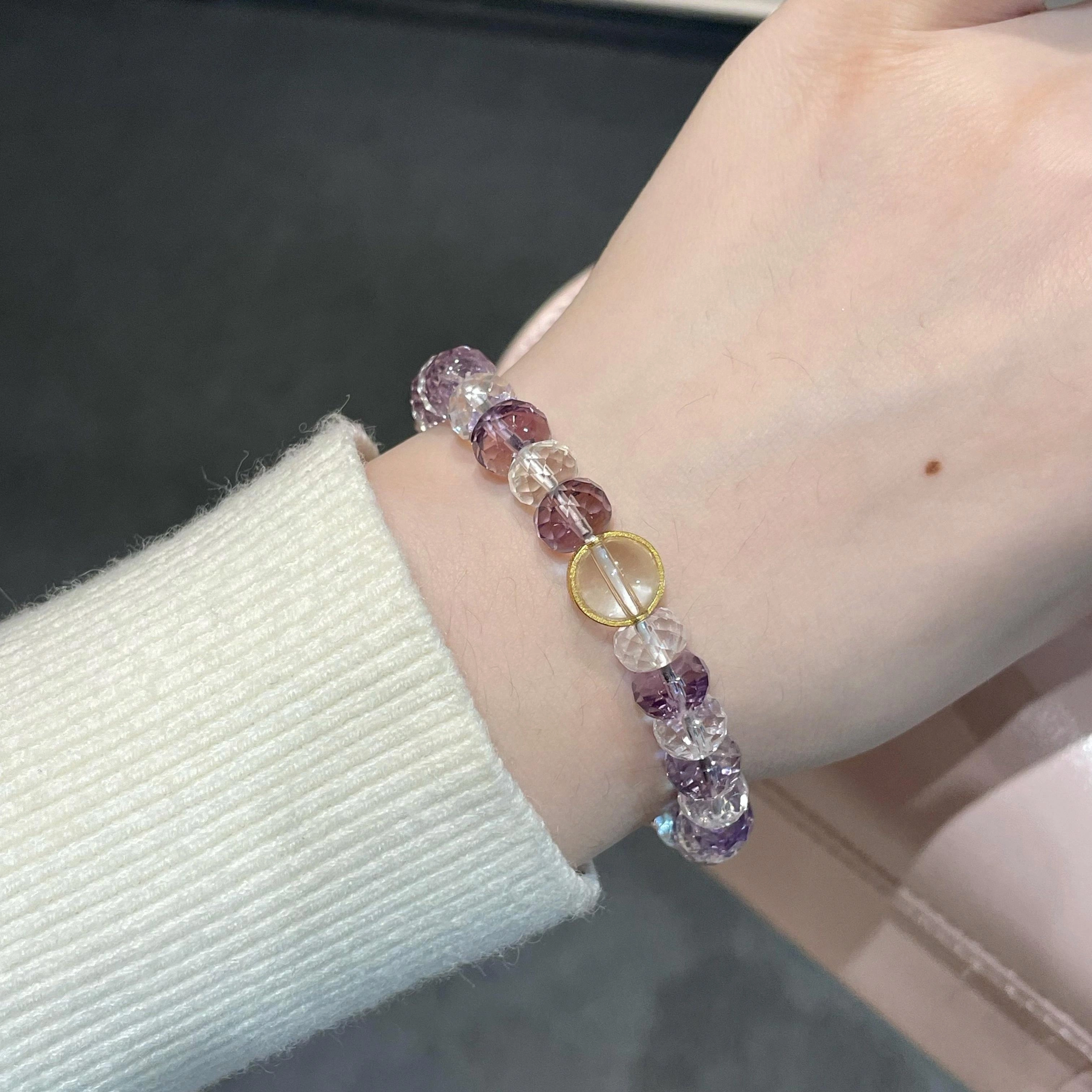 金杰福 紫定发财新中式国潮小众设计感 水晶 手串 女款