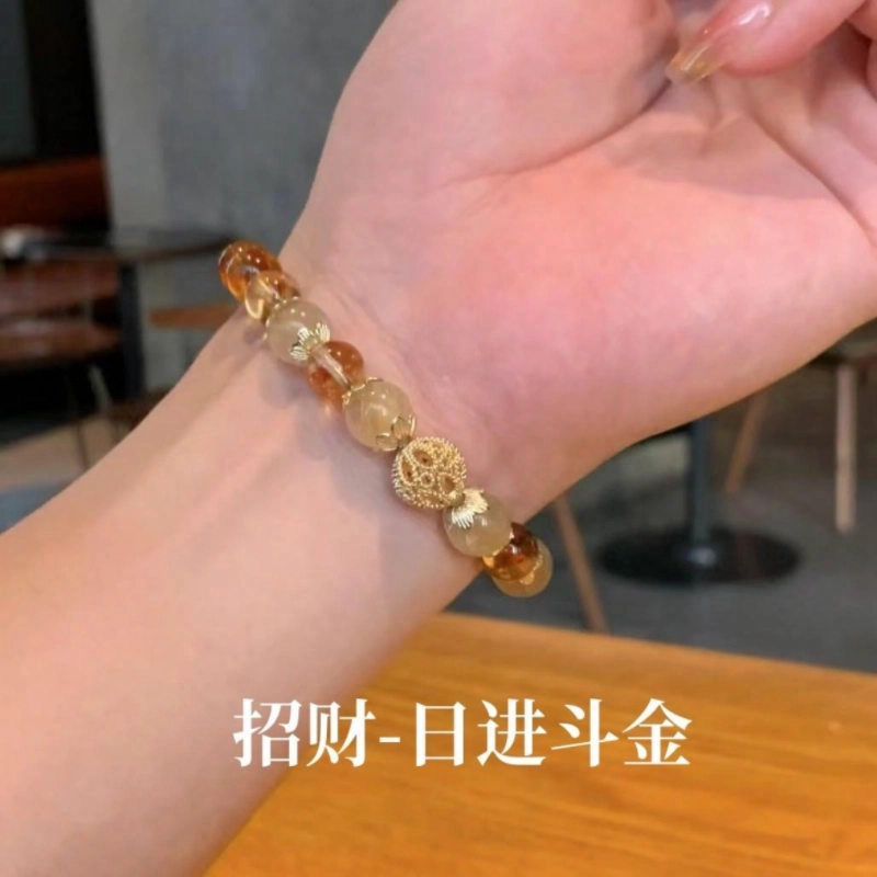 唐述 开运能量 开启人生财富大门 收获满满 轻奢时尚百搭 黄水晶 手串 男女同款情侣款