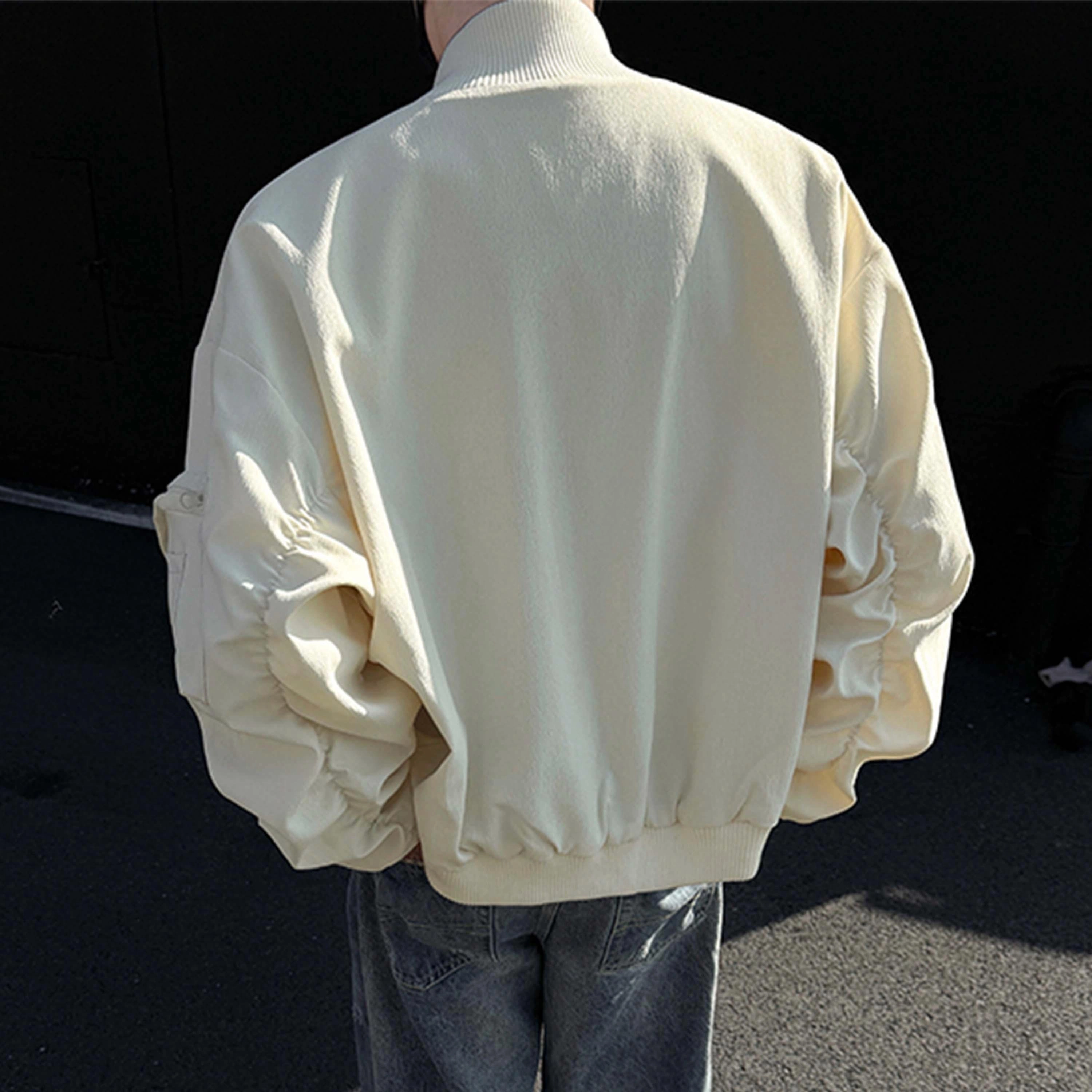 爱肯 美式高街痞帅纯色工装机能风侧边创意口袋设计休闲宽松日常通勤百搭无性别主义夹克外套 男女同款