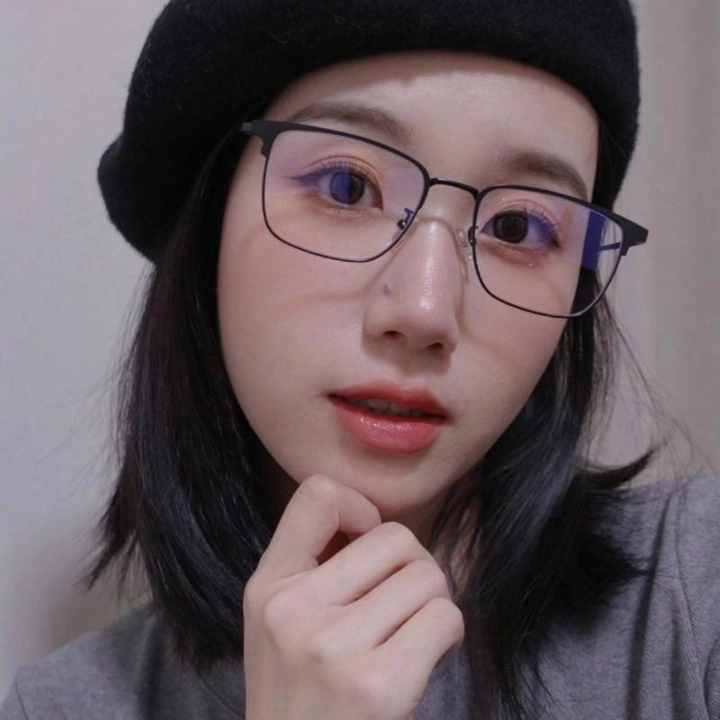 【联系客服可配度数】 佐川 智能感光变色防蓝光平光 个性复古商务半框眼镜潮 钛合金 方形 光学眼镜 男女同款情侣款 礼盒装