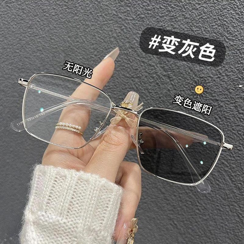 【可配度数】 轲领 可定制防蓝光片轻便复古感木纹金框光变色近视眼镜潮流时尚 方形 光学镜架 男女同款情侣款