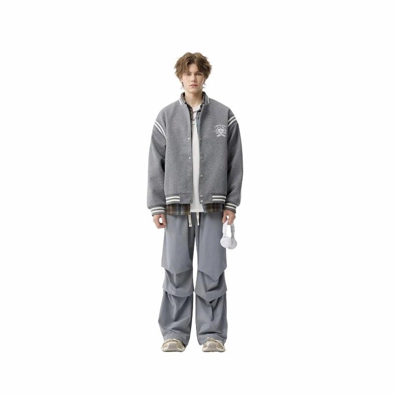 极限涡轮 美式复古字母印花棒球服外套学院风拼接运动刺绣春秋季宽松情侣款撞色夹克 男女同款