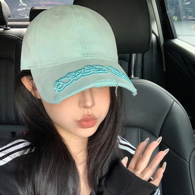 艾佳微 复古美式做旧防晒遮阳大头围 棉 鸭舌帽 男女同款情侣款