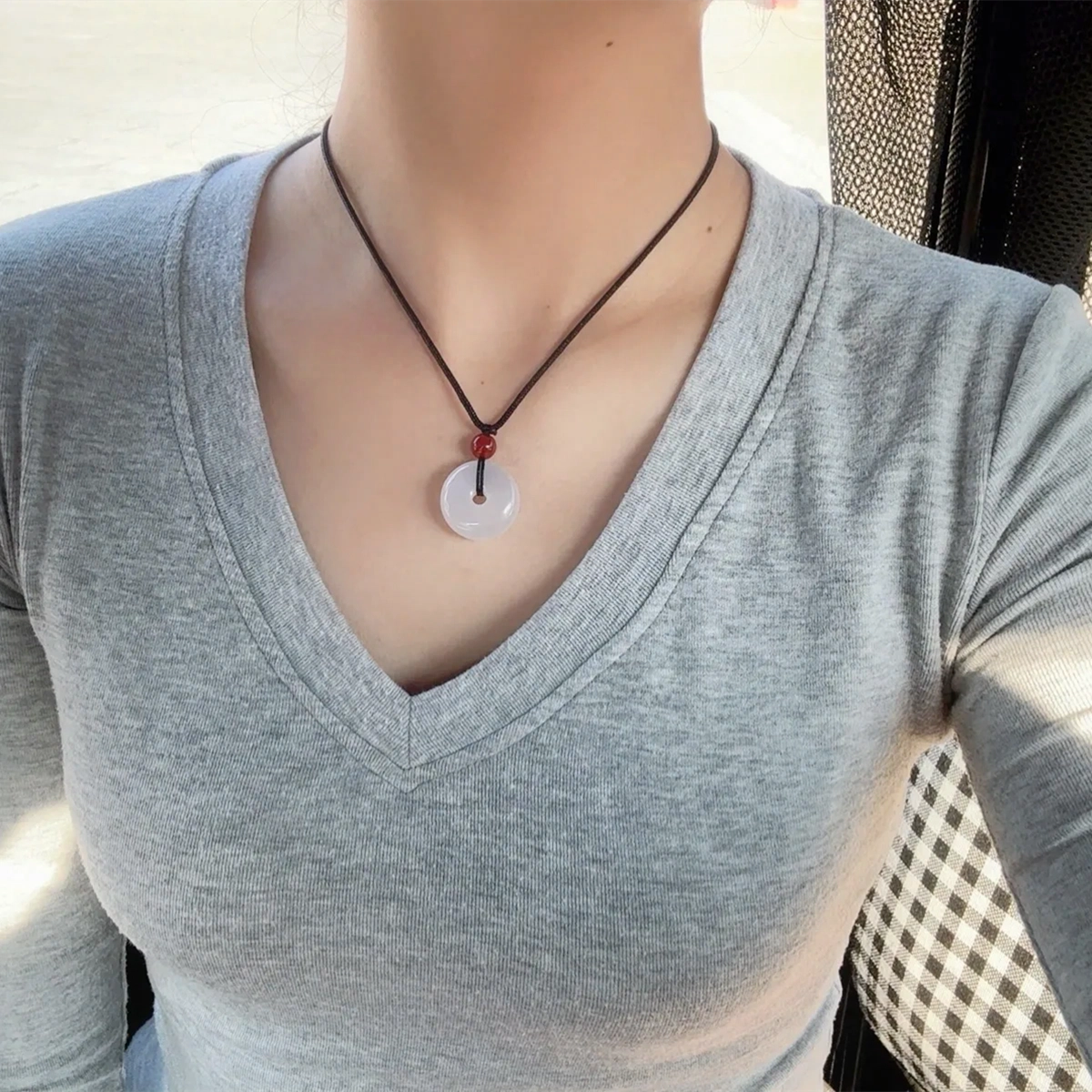 百年传琪 平安扣 冰种 挂件玉佩 算盘珠 玉髓 吊坠 女款