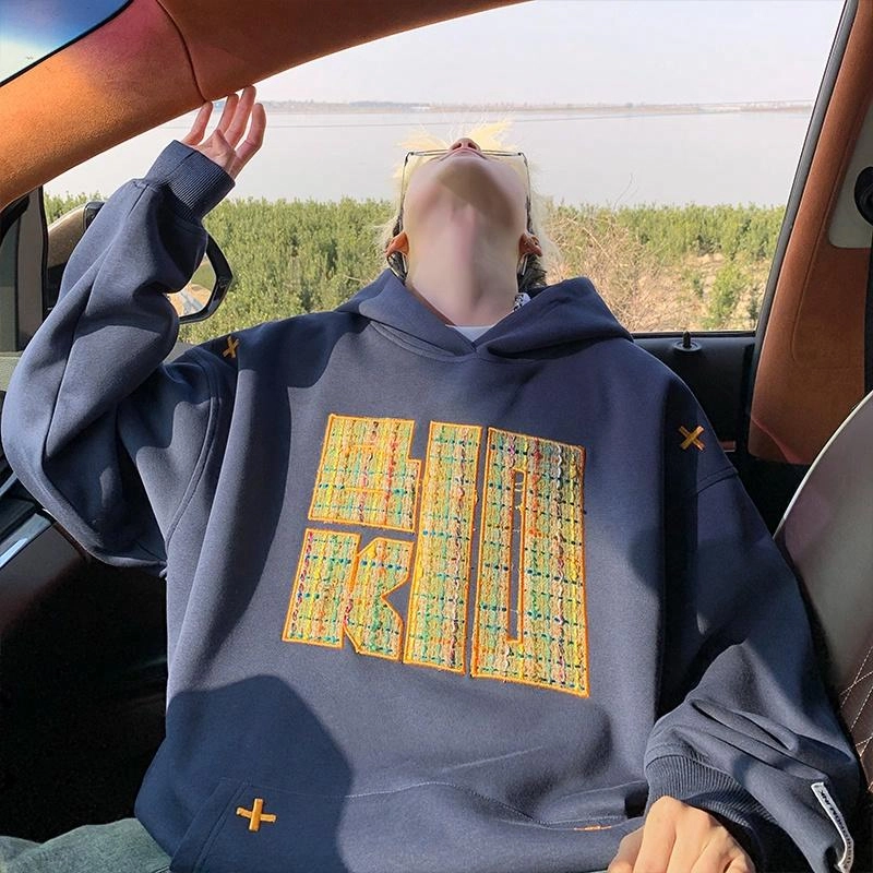 物质公式 重磅重工民族风贴布刺绣小众高级感设计休闲复古美式宽松痞帅百搭连帽卫衣 男女同款