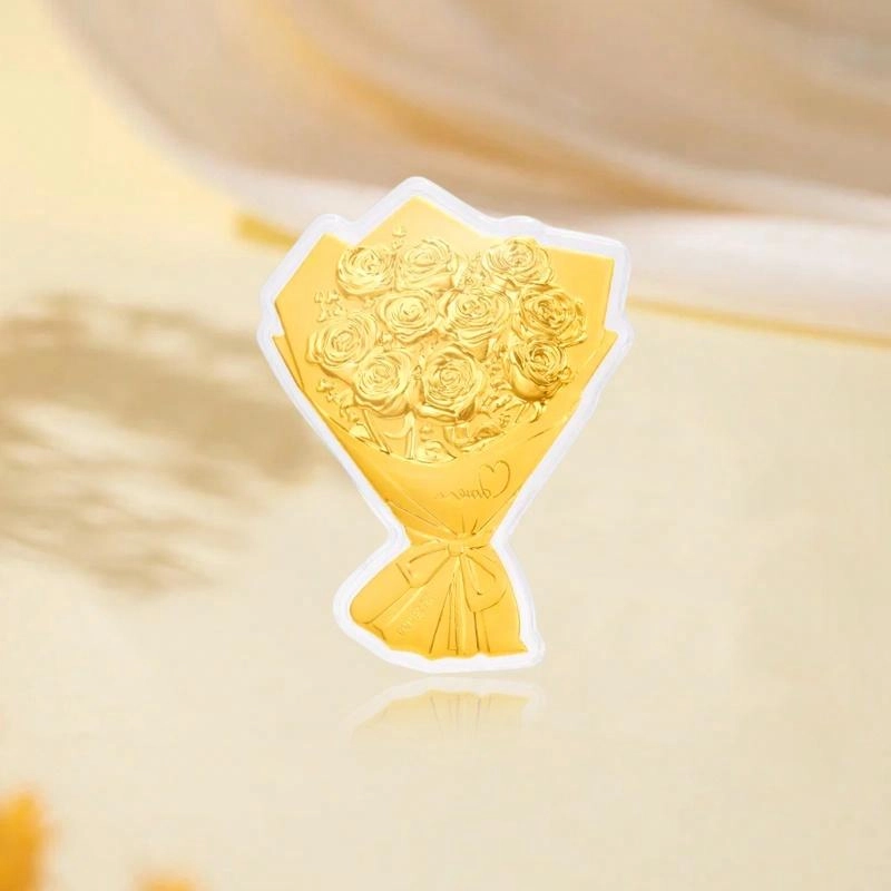 金嘉福 黄金玫瑰花束 收藏纪念品储值储蓄 浪漫告白小众设计 创意 足金 投资类 金章 男女同款情侣款