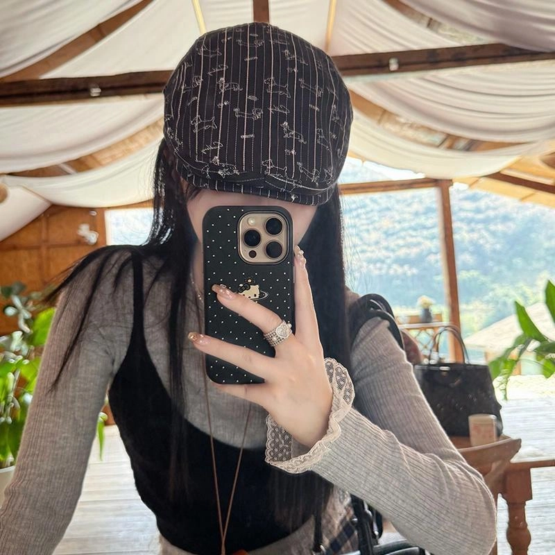 艾佳微 时尚潮流美式复古百搭防晒遮阳大头围少女感小狗款户外帽前进帽 棉 贝雷帽 男女同款情侣款