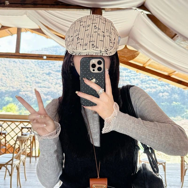 艾佳微 时尚潮流美式复古百搭防晒遮阳大头围少女感小狗款户外帽前进帽 棉 贝雷帽 男女同款情侣款