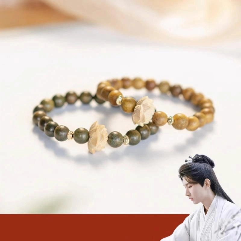 易明居 莲花楼 李相夷 国风中式禅意文玩佛珠串  招财纳福 时来运转 考神附体上岸 复古小众高级感#好运 绿檀 手串 男女同款情侣款