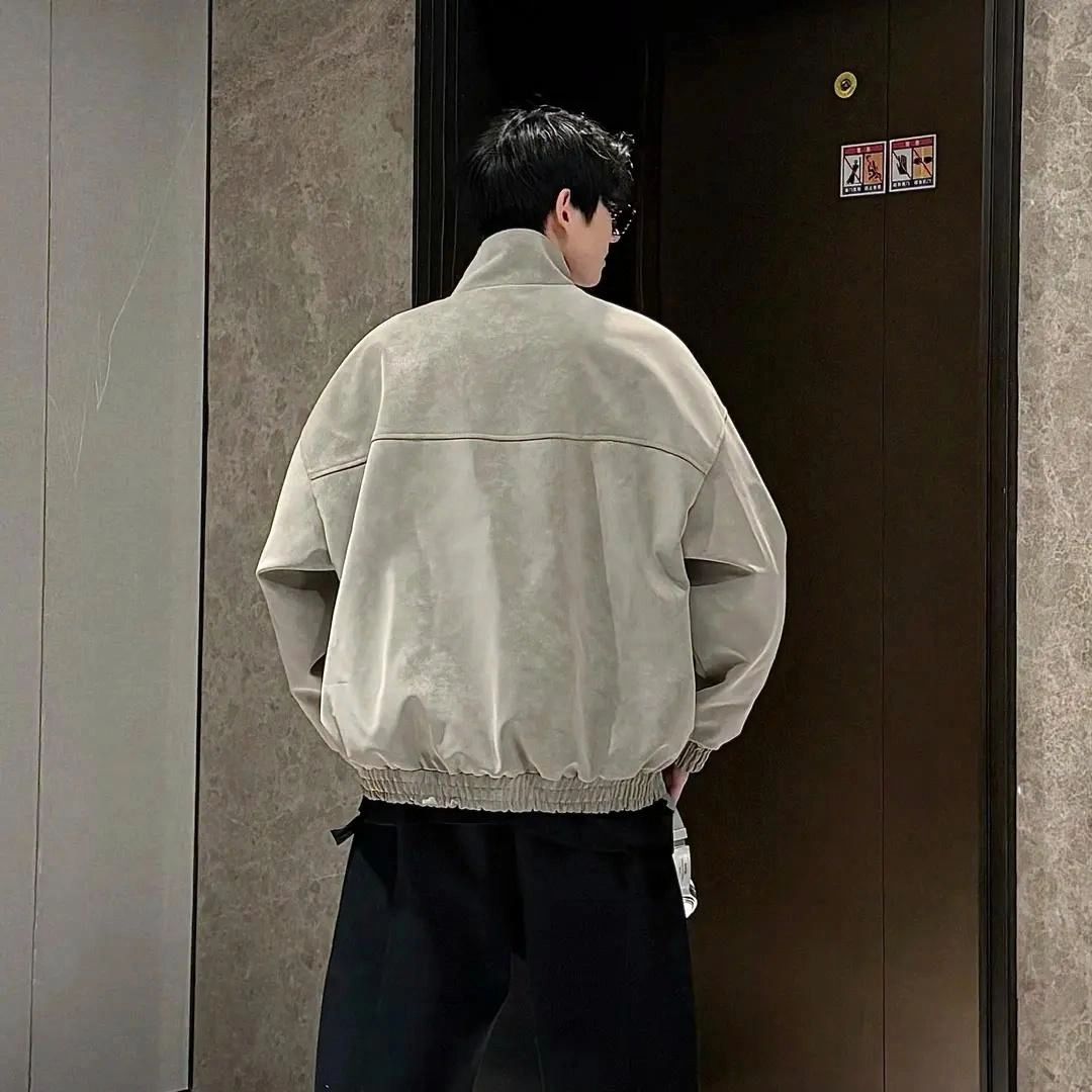 颂希尔 潮牌复古扎染立领痞帅宽松百搭夹克外套 男女同款