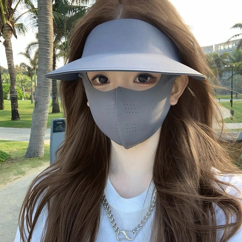 艾佳微 时尚大头围遮阳帽一体魔术贴可拆卸电动车上班 锦纶 防晒帽 男女同款情侣款