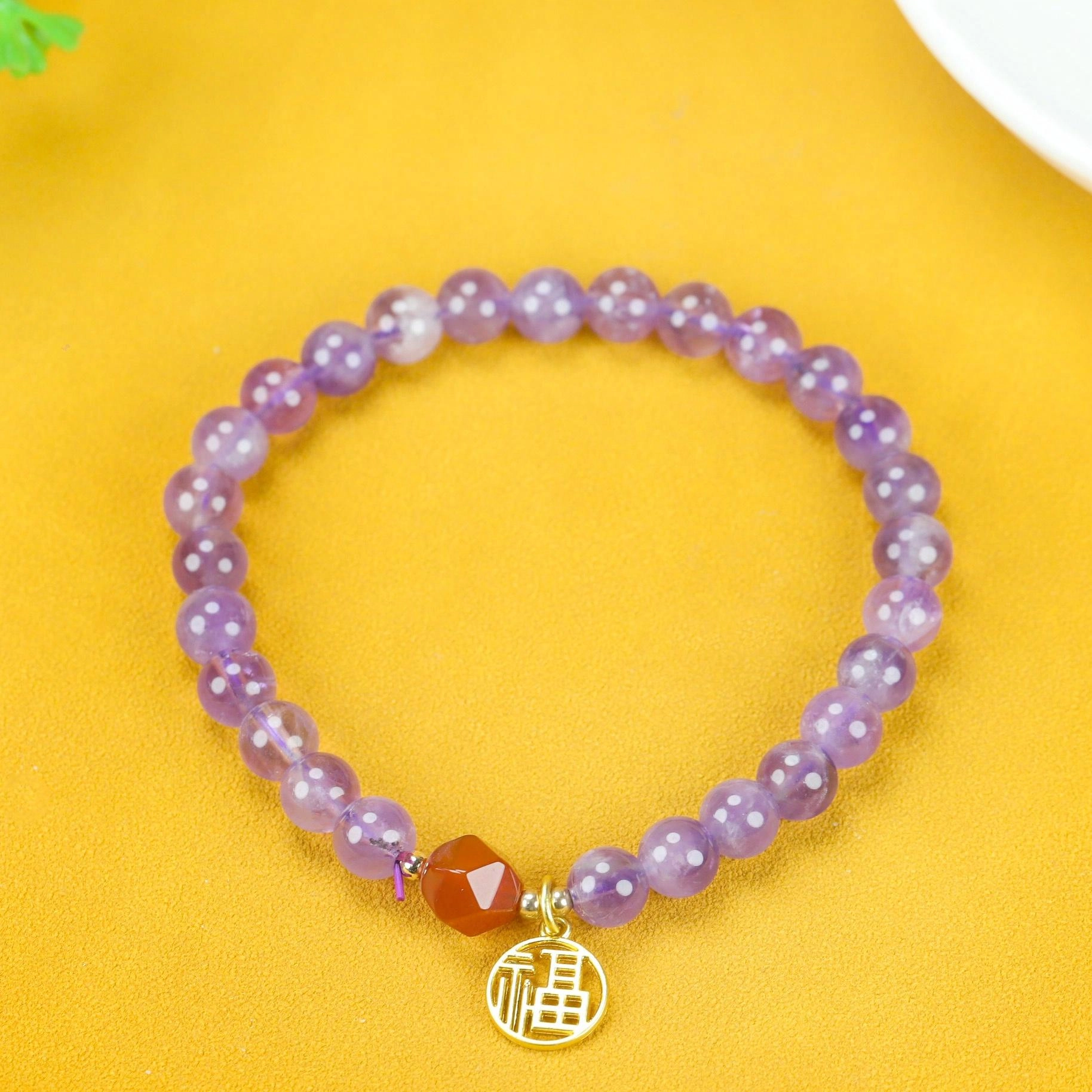 镯瑾 九紫离火设计 能量加持 时来运转运珠紫气东来磁场梦幻紫晶福牌 轻奢气质百搭#好运 紫水晶 手串 女款