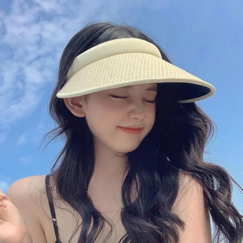 艾佳微 夏季日常大头围显脸小遮阳帽沙滩帽出行户外旅游多色 涤纶 防晒帽 男女同款情侣款