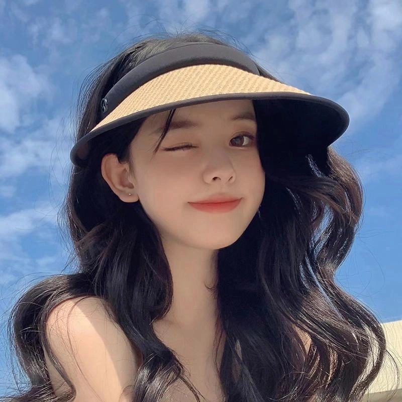艾佳微 夏季日常大头围显脸小遮阳帽沙滩帽出行户外旅游多色 涤纶 防晒帽 男女同款情侣款
