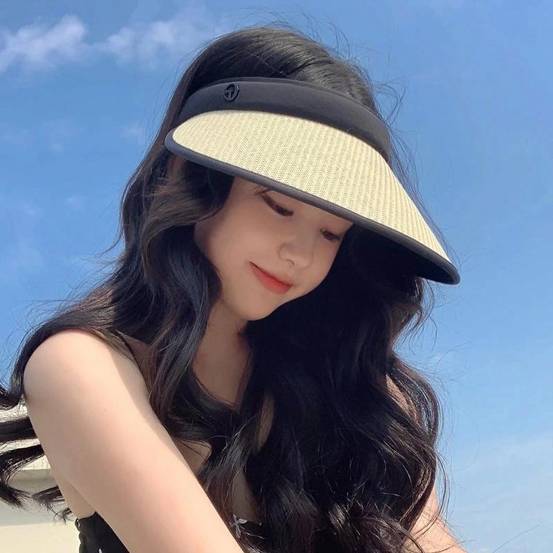 艾佳微 夏季日常大头围显脸小遮阳帽沙滩帽出行户外旅游多色 涤纶 防晒帽 男女同款情侣款