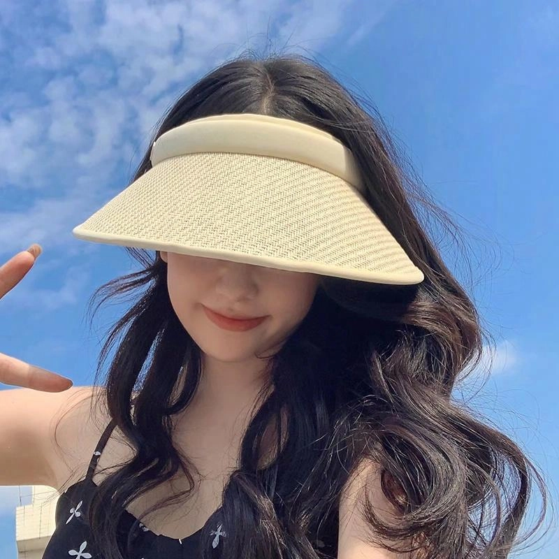 艾佳微 夏季日常大头围显脸小遮阳帽沙滩帽出行户外旅游多色 涤纶 防晒帽 男女同款情侣款