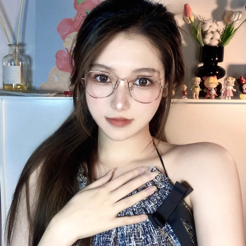【联系客服可配度数】 佐川 超轻时尚钛金属多边形防蓝光眼镜框显脸小 纯钛 不规则形 光学镜架 男女同款情侣款 礼盒装