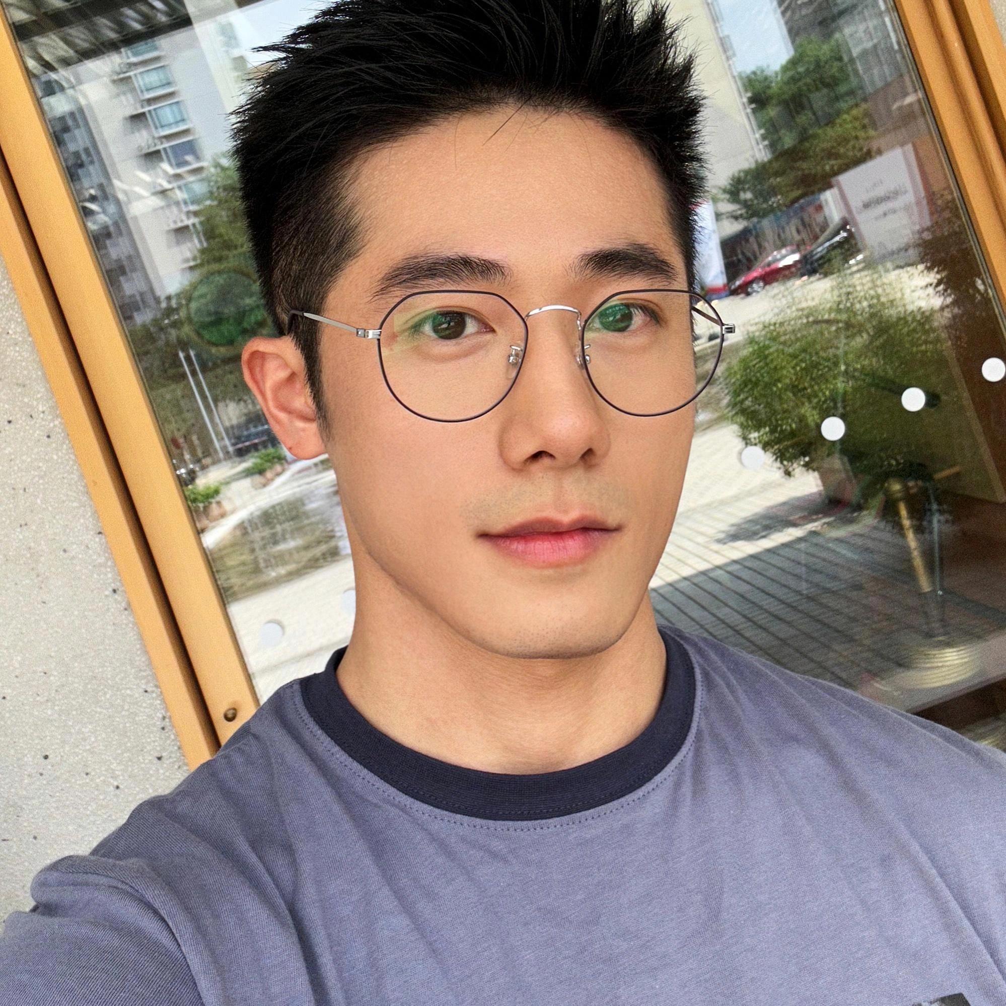 【联系客服可配度数】 佐川 超轻时尚钛金属多边形防蓝光眼镜框显脸小 纯钛 不规则形 光学镜架 男女同款情侣款 礼盒装