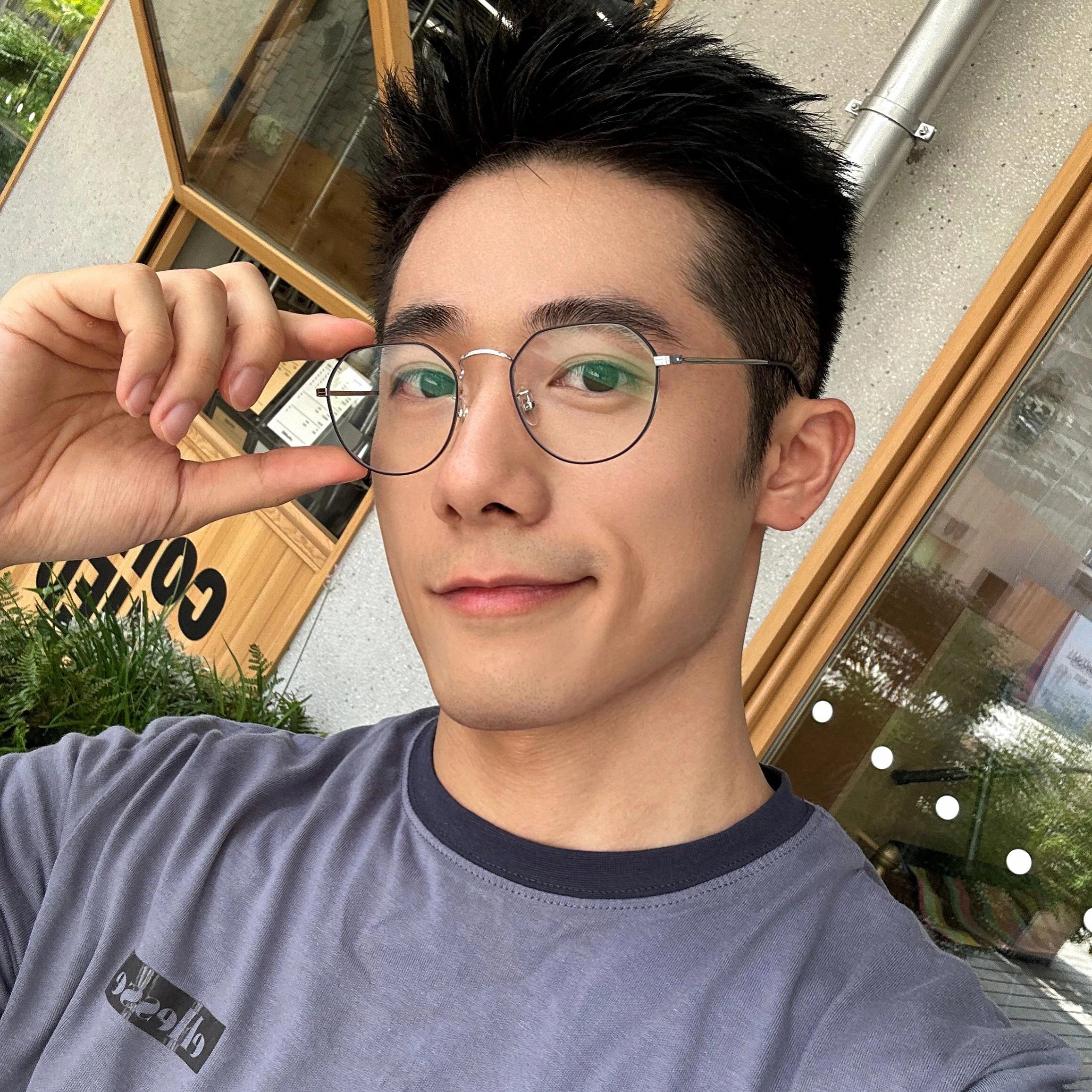 【联系客服可配度数】 佐川 超轻时尚钛金属多边形防蓝光眼镜框显脸小 纯钛 不规则形 光学镜架 男女同款情侣款 礼盒装