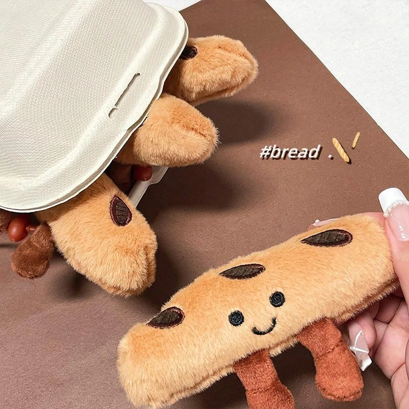 千桐 创意牛角包 趣味挂饰钥匙扣 行李箱 创意卡通玩偶 毛绒 挂件 男女同款情侣款
