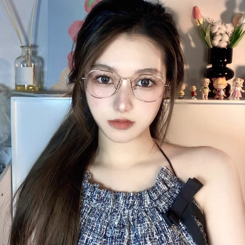 【联系客服可配度数】 佐川 超轻时尚钛金属多边形防蓝光眼镜框显脸小 纯钛 不规则形 光学镜架 男女同款情侣款 礼盒装