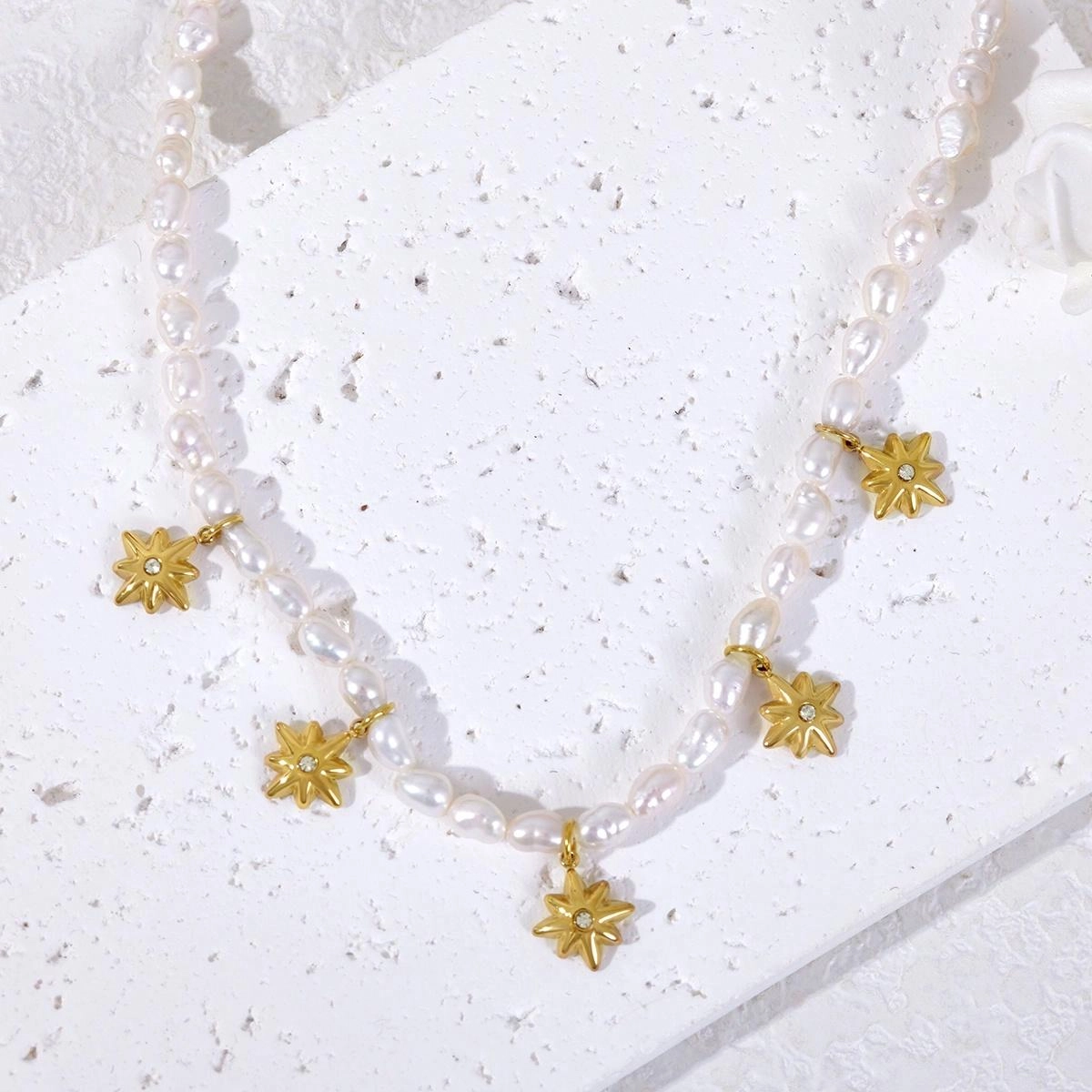 品彩 八芒星 小米珠锁骨链正品 甜美童话风  年轻气质高级感 淡水珍珠 项链 女款