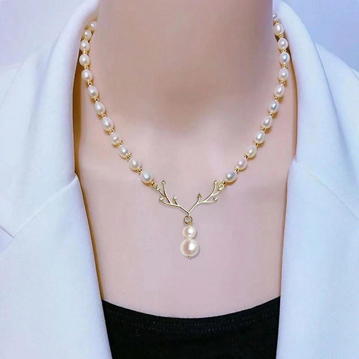 品彩 满天星 一鹿有你锁骨链 轻奢气质高级感 减龄百搭时尚 淡水珍珠 项链 女款