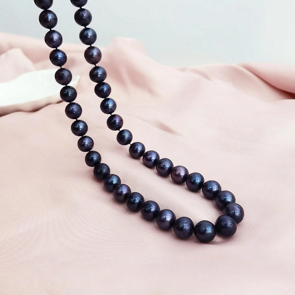 品彩 近圆珠串珠链 高级感轻奢复古 年轻百搭小众个性 淡水珍珠 项链 女款 黑紫