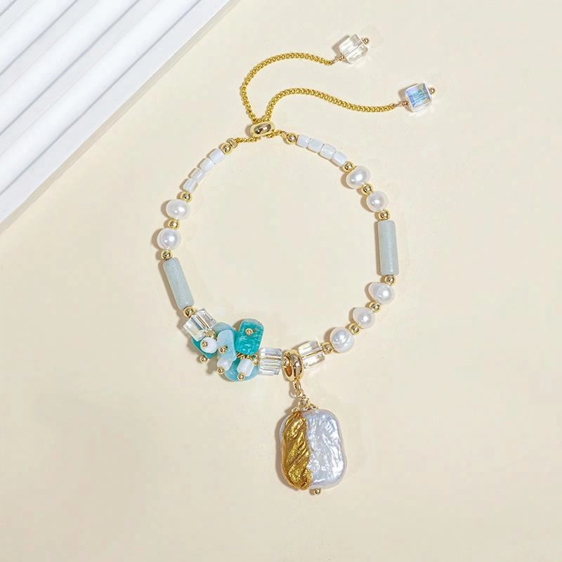 品彩 海盐薄荷 油画风巴洛克 个性小众百搭 小清新甜美年轻 淡水珍珠 手链 女款