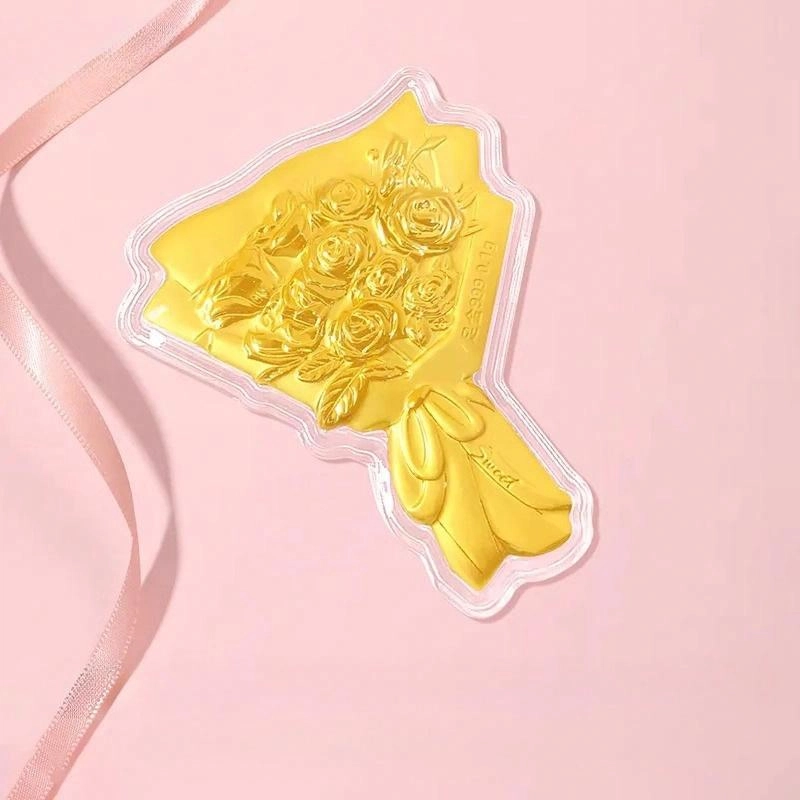 六桂福珠宝 黄金玫瑰花 真爱永不凋谢恋爱告白甜蜜示爱 玫瑰礼盒 投资金 足金 一口价 金片 男女同款情侣款