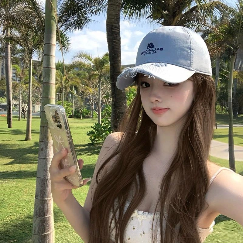 艾佳微 美式复古户外防晒遮阳帽大头围字母多色可选 棉 鸭舌帽 男女同款情侣款