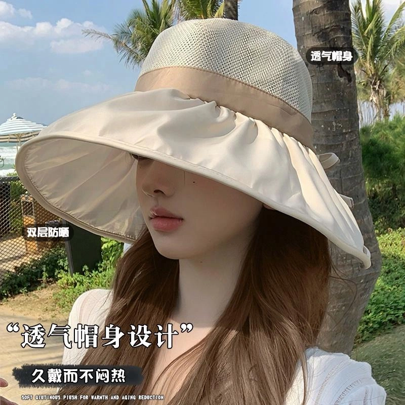 艾佳微 时尚蝴蝶结黑胶日常防晒遮阳大头围显脸小多色可选韩系大女主百搭款 聚酯纤维 渔夫帽 男女同款情侣款