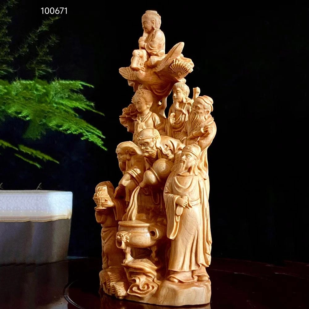 仙作美 八仙过海 精雕工艺品#好运 崖柏 摆件 男女同款情侣款